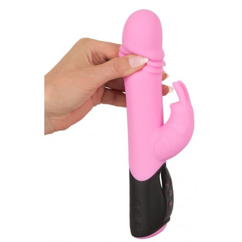 Розовый вибратор-кролик Thrusting Rabbit - 25 см.