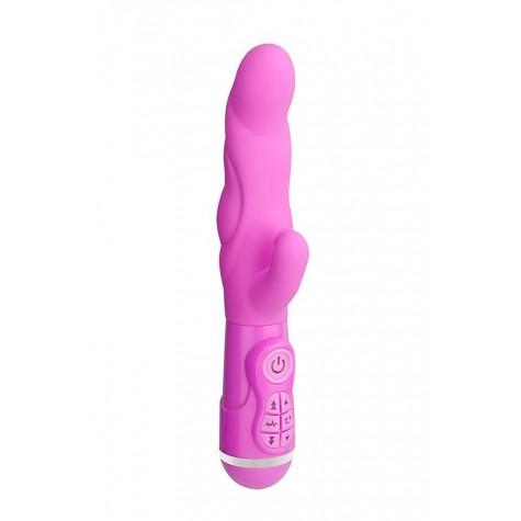 Розовый вибратор с клиторальным стимулятором INSTYLE DUO VIBRATOR 5.5INCH - 14 см.