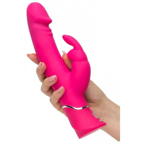 Розовый вибратор-кролик Realistic Dual Density Rechargeable Rabbit Vibrator - 25,5 см.